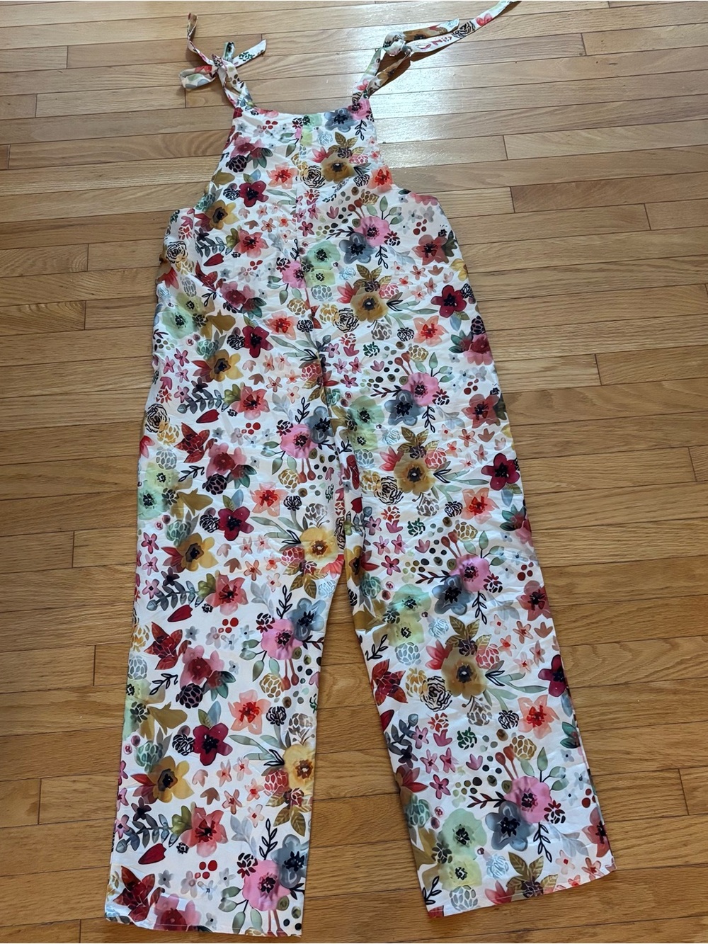 Floral Tie-Strap Wide-Leg overalls/Jumpsuit- Multicolor